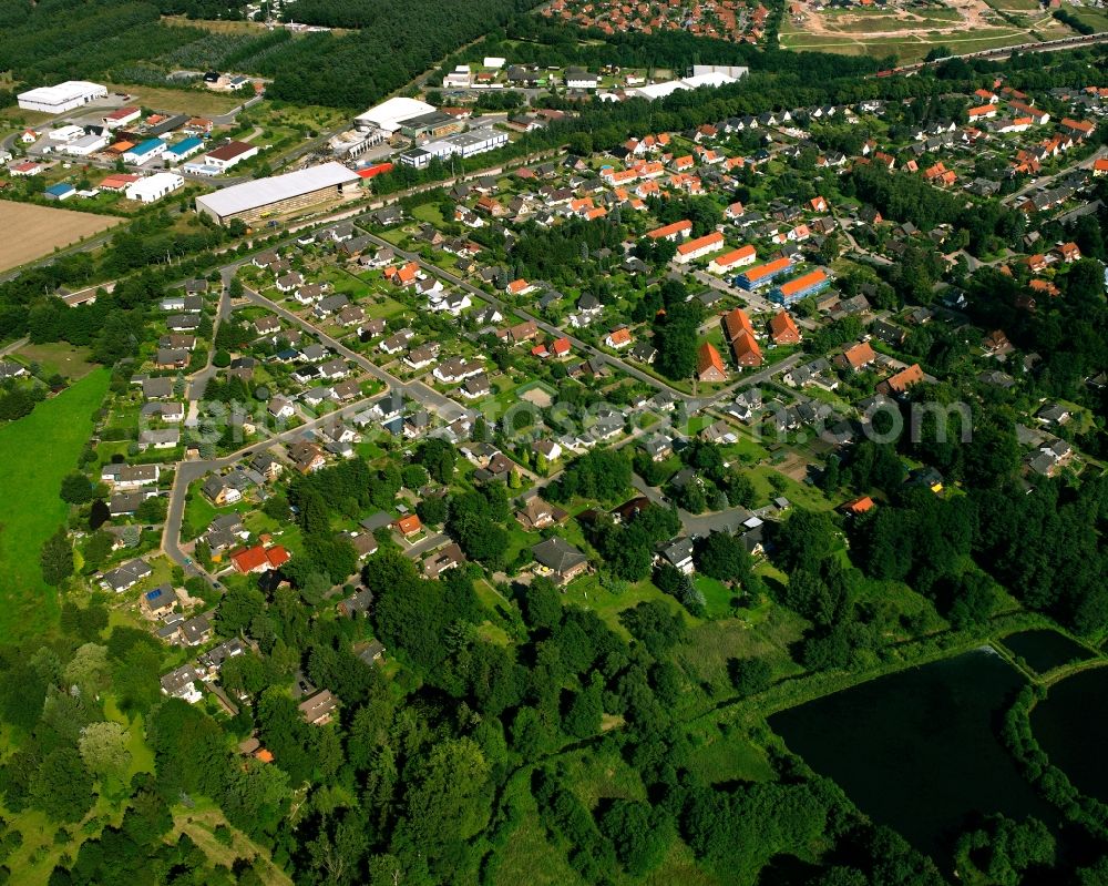 Büchen from above - Residential area of a multi-family house settlement in Büchen in the state Schleswig-Holstein, Germany