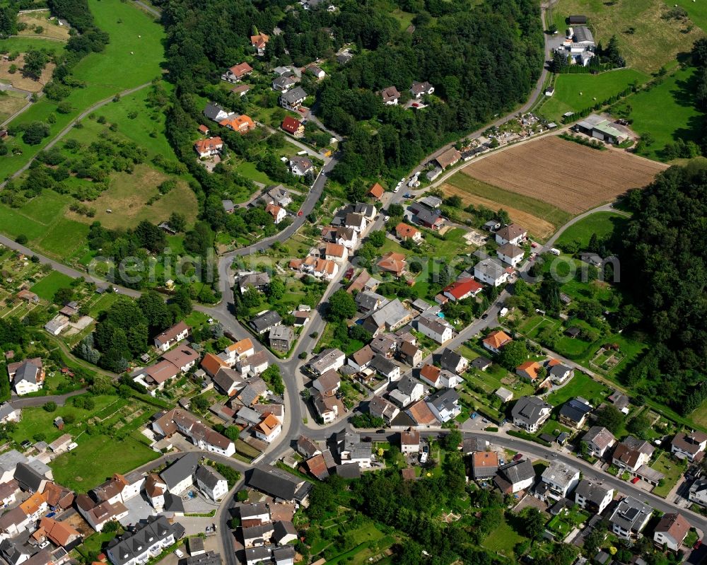 Aerial image Beuern - Residential area of a multi-family house settlement in Beuern in the state Hesse, Germany