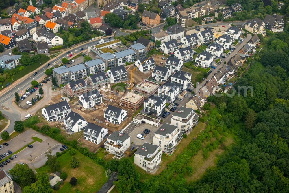 Blankenstein from the bird's eye view: Residential area of a multi-family house settlement Burgviertel on street Seilerweg in Blankenstein at Ruhrgebiet in the state North Rhine-Westphalia, Germany