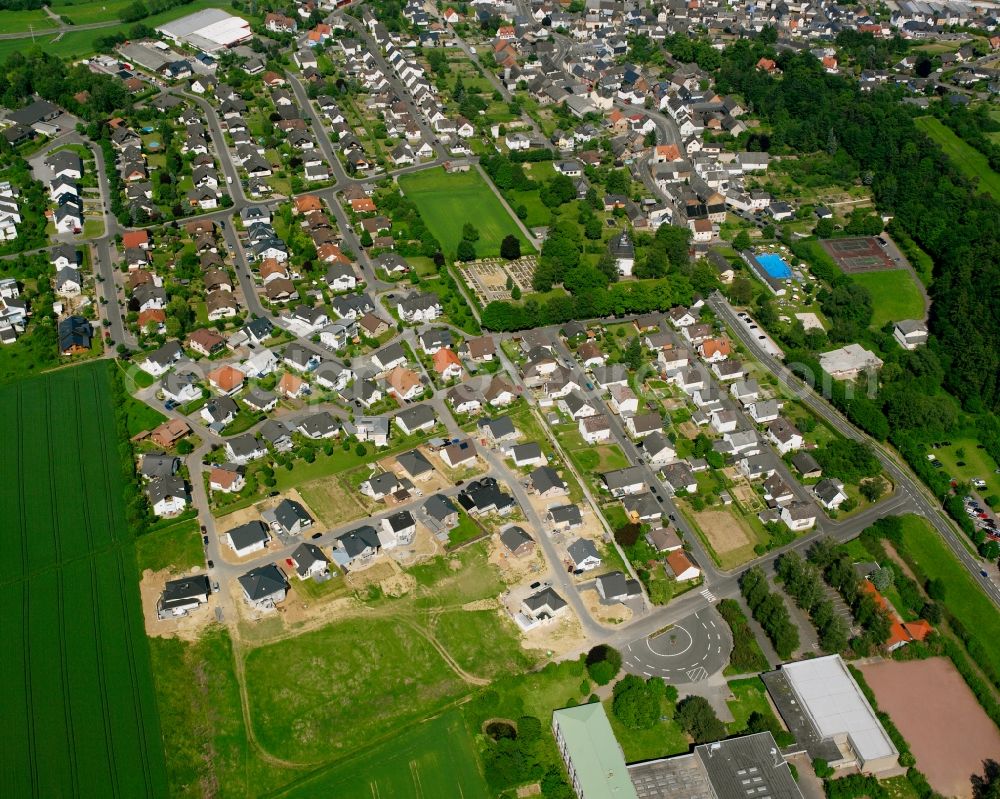 Aerial image Dauborn - Residential area of a multi-family house settlement in Dauborn in the state Hesse, Germany