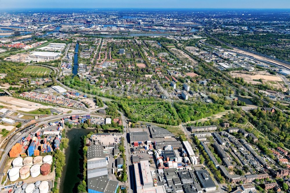 Hamburg from above - Residential area of a multi-family house settlement along the Georg-Wilhelm-Strasse in Hamburg, Germany