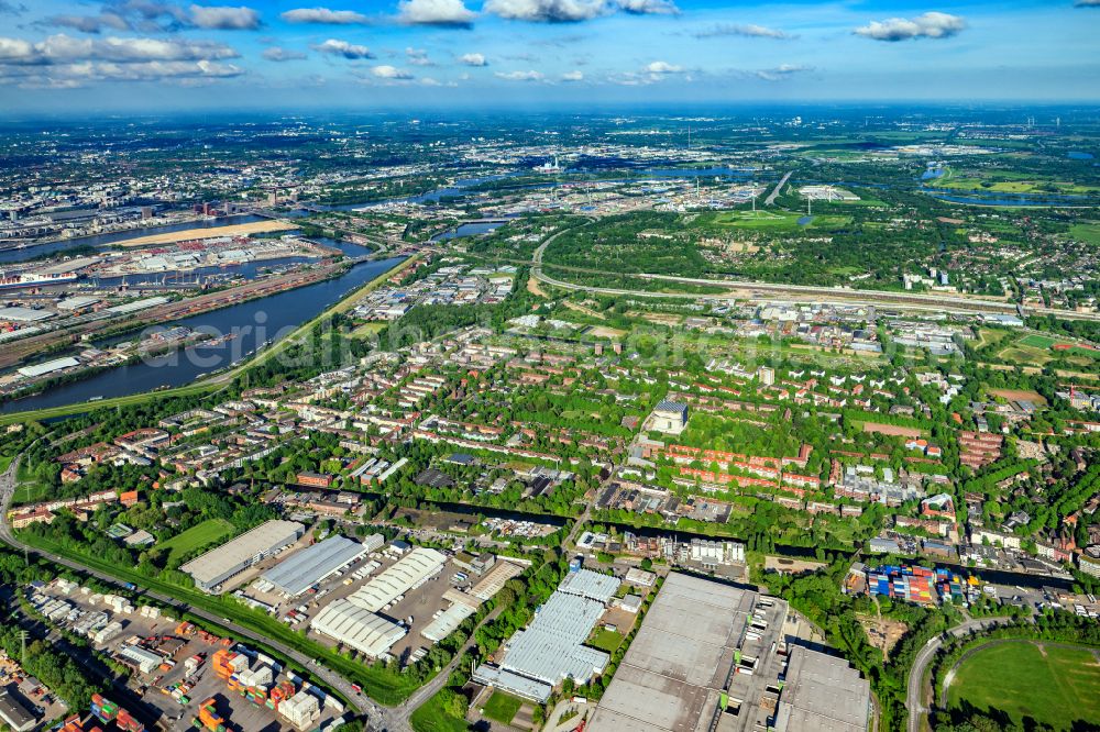 Aerial image Hamburg - Residential area of a multi-family house settlement along the Georg-Wilhelm-Strasse in Hamburg, Germany