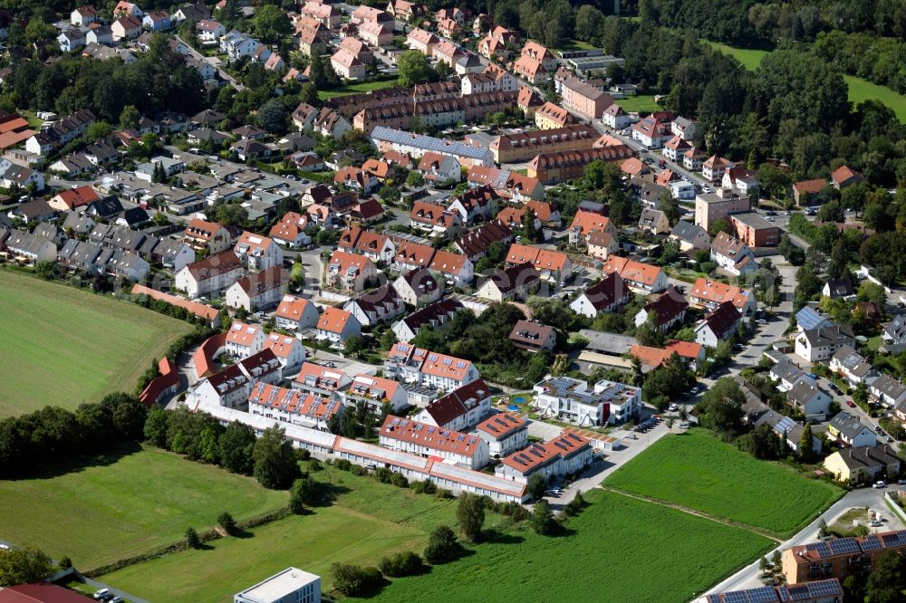 Aerial image Schwabach - Residential area of a multi-family house settlement along the Penzendorfer Str. in Schwabach in the state Bavaria, Germany