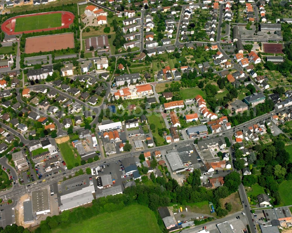 Aerial image Erbach - Residential area of a multi-family house settlement in Erbach Odenwaldkreis in the state Hesse, Germany