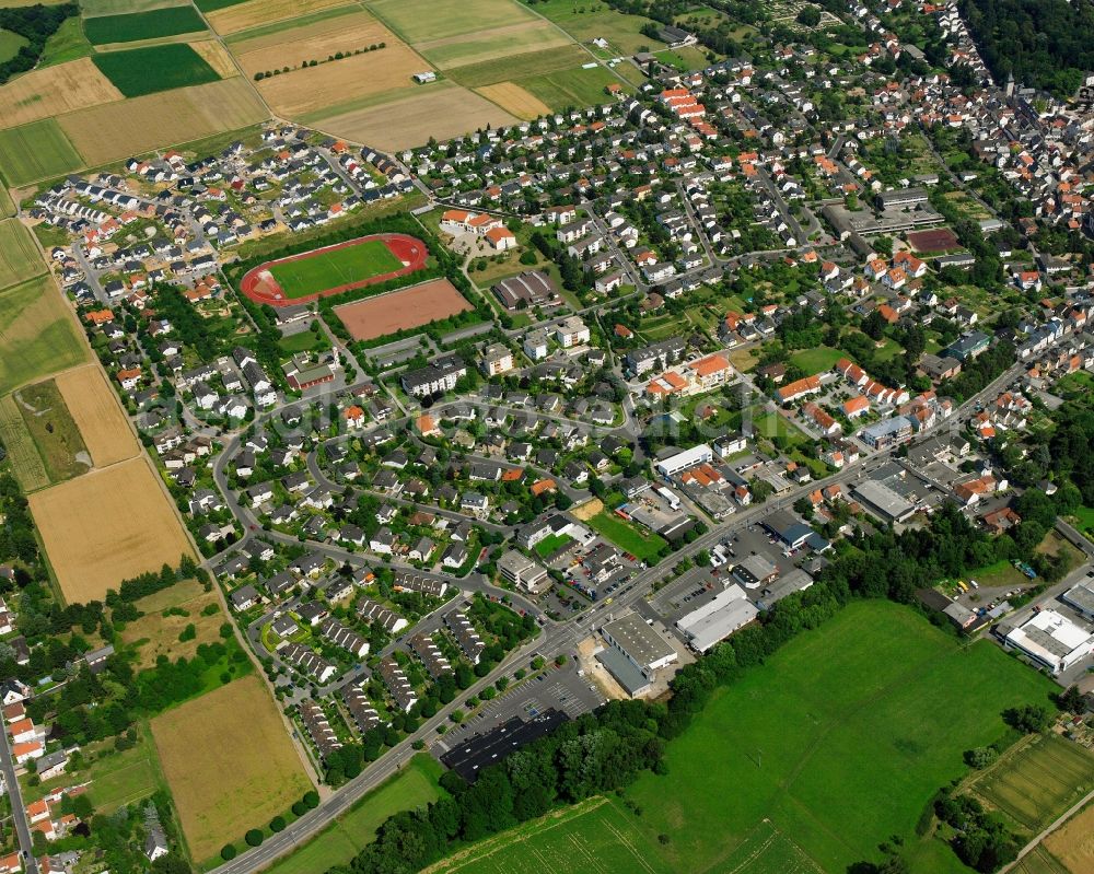 Aerial image Erbach - Residential area of a multi-family house settlement in Erbach Odenwaldkreis in the state Hesse, Germany