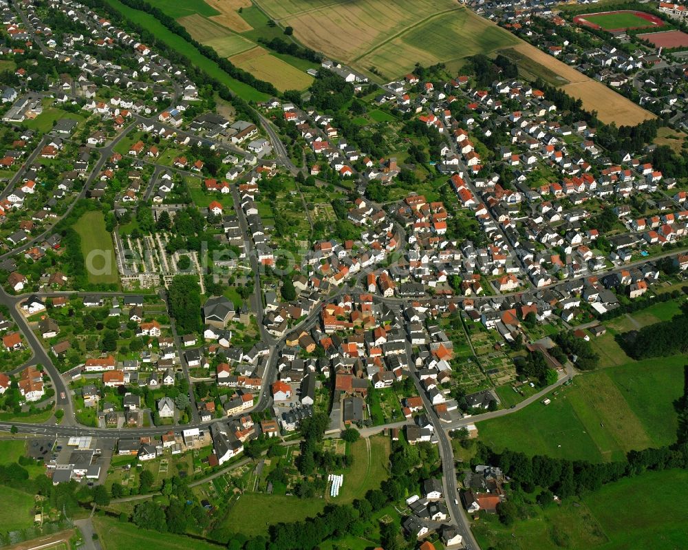 Erbach from above - Residential area of a multi-family house settlement in Erbach Odenwaldkreis in the state Hesse, Germany