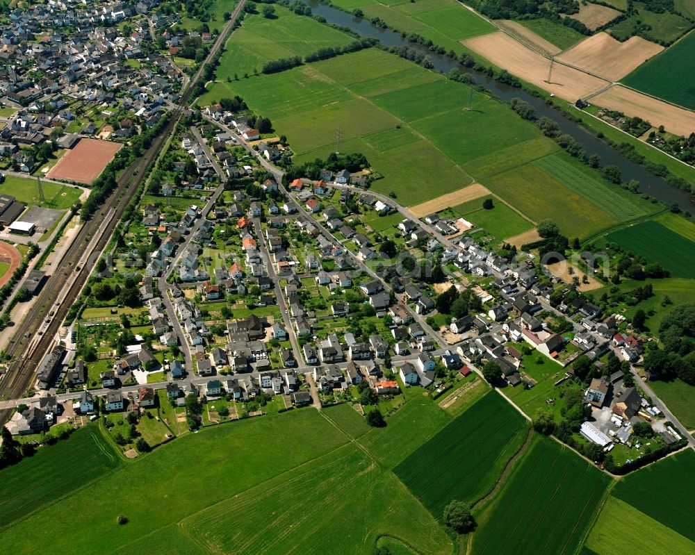 Aerial image Eschhofen - Residential area of a multi-family house settlement in Eschhofen in the state Hesse, Germany