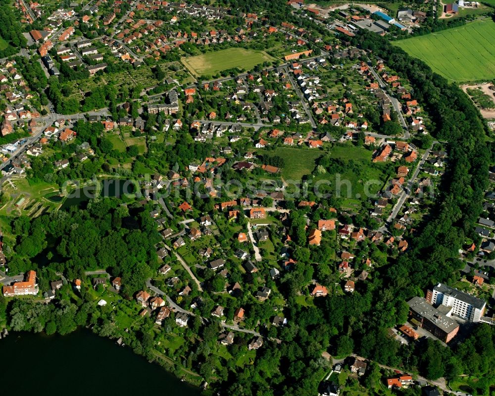 Farchauer Mühle from above - Residential area of a multi-family house settlement in Farchauer Mühle in the state Schleswig-Holstein, Germany