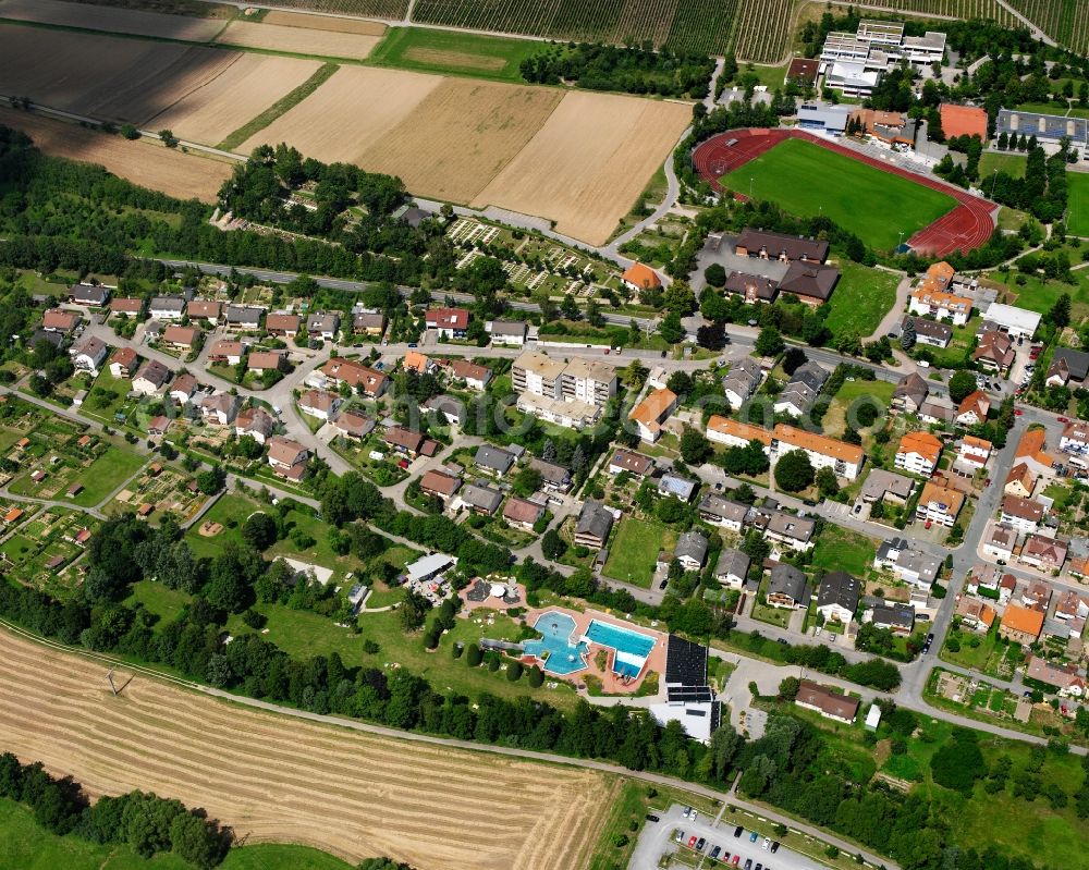 Aerial photograph Frauenzimmern - Residential area of a multi-family house settlement in Frauenzimmern in the state Baden-Wuerttemberg, Germany