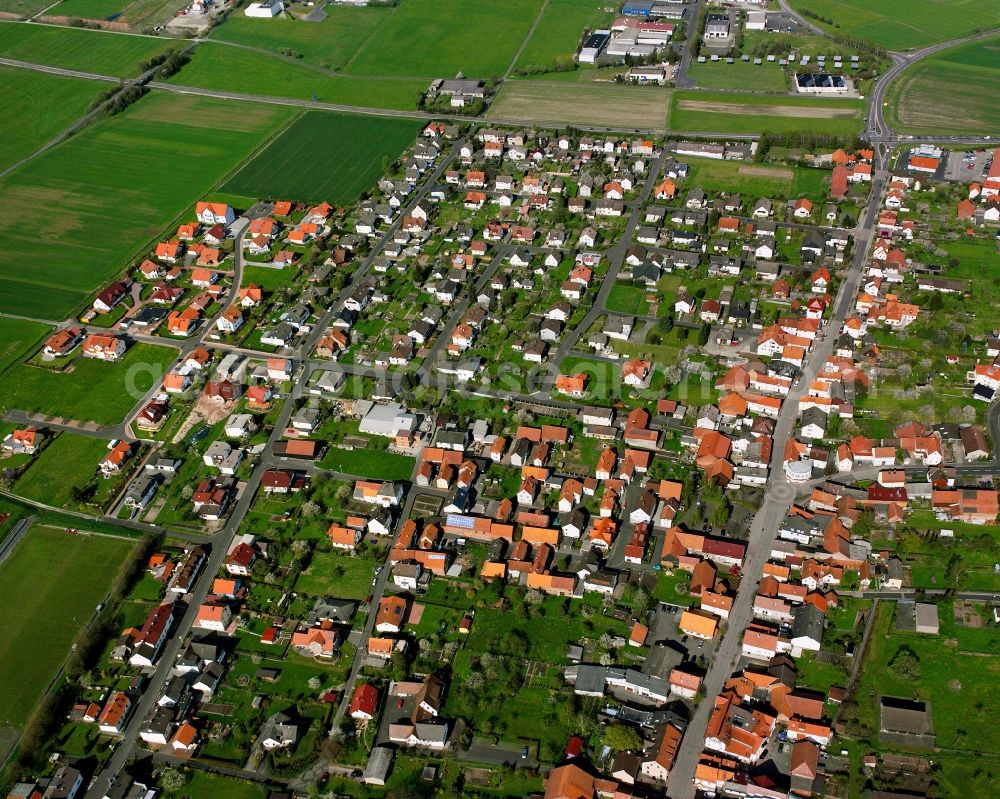 Friedewald from the bird's eye view: Residential area of a multi-family house settlement in Friedewald in the state Hesse, Germany