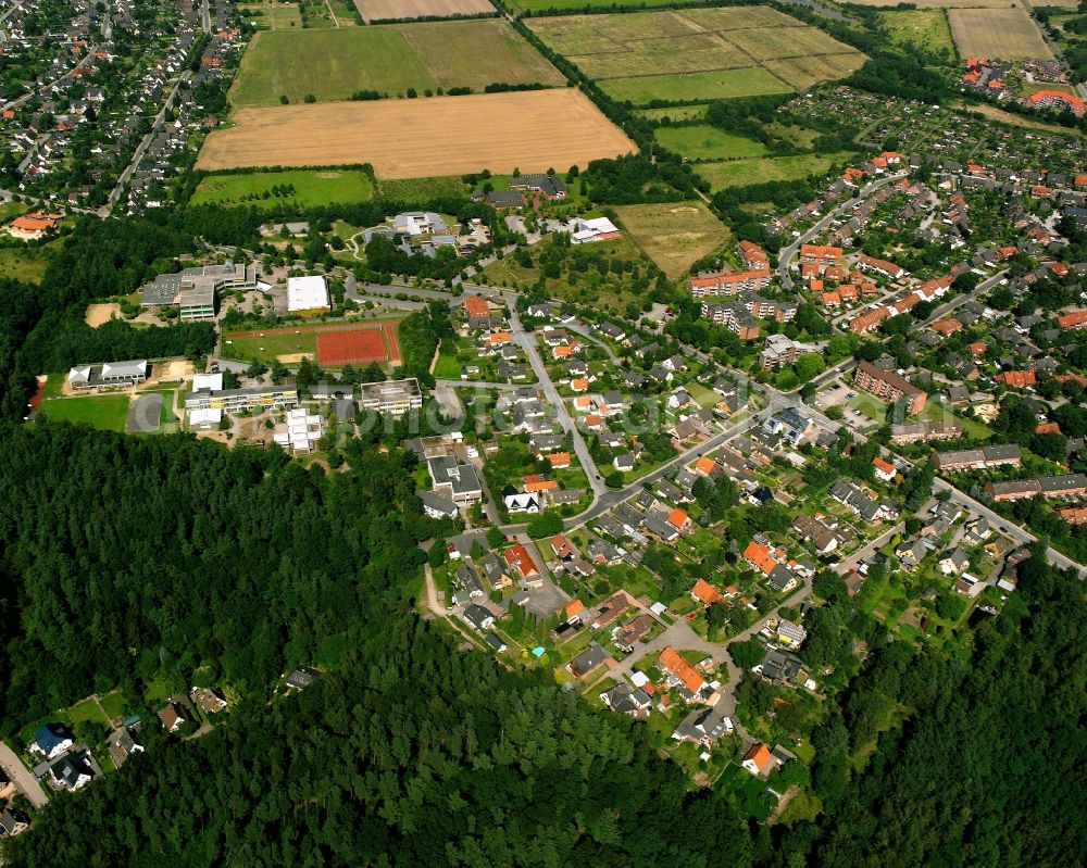 Geesthacht from above - Residential area of a multi-family house settlement in Geesthacht in the state Schleswig-Holstein, Germany