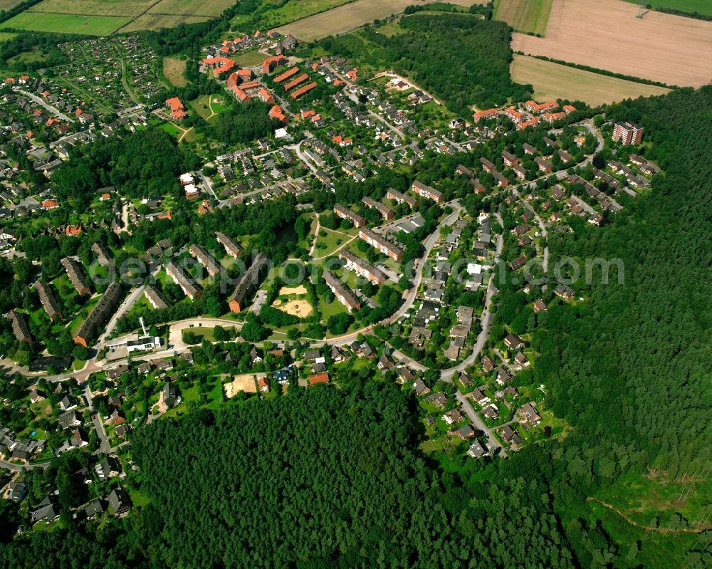 Aerial photograph Geesthacht - Residential area of a multi-family house settlement in Geesthacht in the state Schleswig-Holstein, Germany