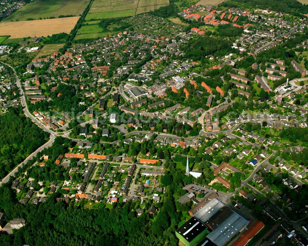 Geesthacht from above - Residential area of a multi-family house settlement in Geesthacht in the state Schleswig-Holstein, Germany