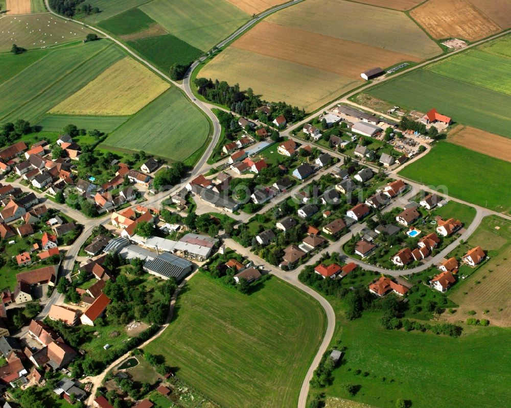 Aerial photograph Geilsheim - Residential area of a multi-family house settlement in Geilsheim in the state Bavaria, Germany