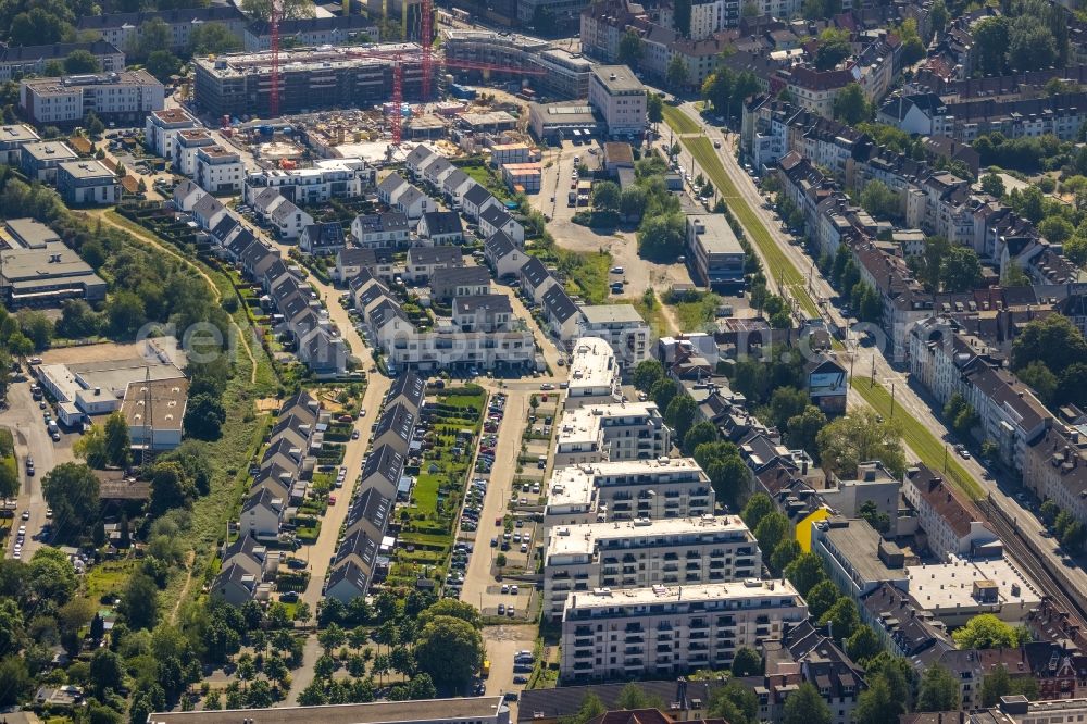 Aerial image Dortmund - Residential area of a multi-family house settlement Hanseviertel on Bremer Strasse - Gerichtstrasse in Dortmund at Ruhrgebiet in the state North Rhine-Westphalia, Germany