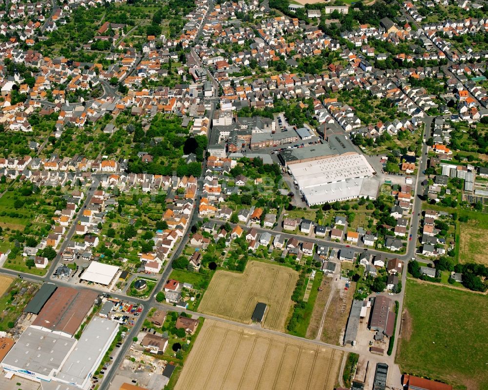 Heuchelheim from above - Residential area of a multi-family house settlement in Heuchelheim in the state Hesse, Germany