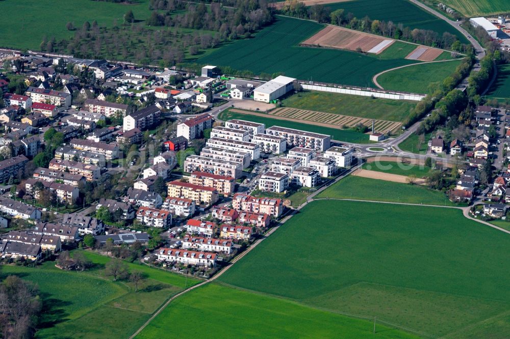 Aerial image Emmendingen - Residential area of a multi-family house settlement in Jaegeracker in Emmendingen in the state Baden-Wuerttemberg, Germany