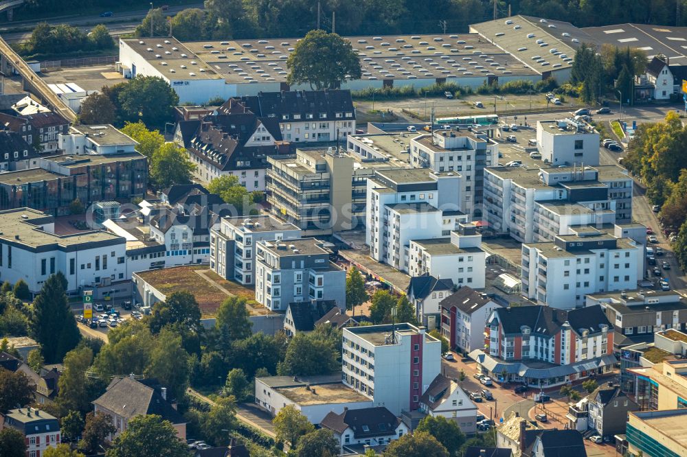 Aerial photograph Kreuztal - Residential area of a multi-family house settlement on street Marburger Strasse in Kreuztal at Siegerland in the state North Rhine-Westphalia, Germany