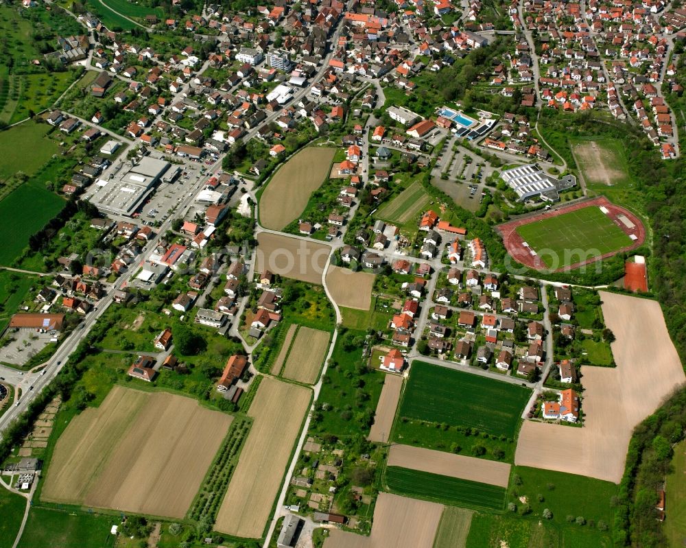 Aerial photograph Kuchen - Residential area of a multi-family house settlement in Kuchen in the state Baden-Wuerttemberg, Germany