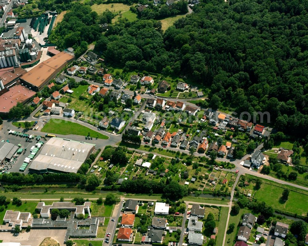 Aerial image Langsdorf - Residential area of a multi-family house settlement in Langsdorf in the state Hesse, Germany