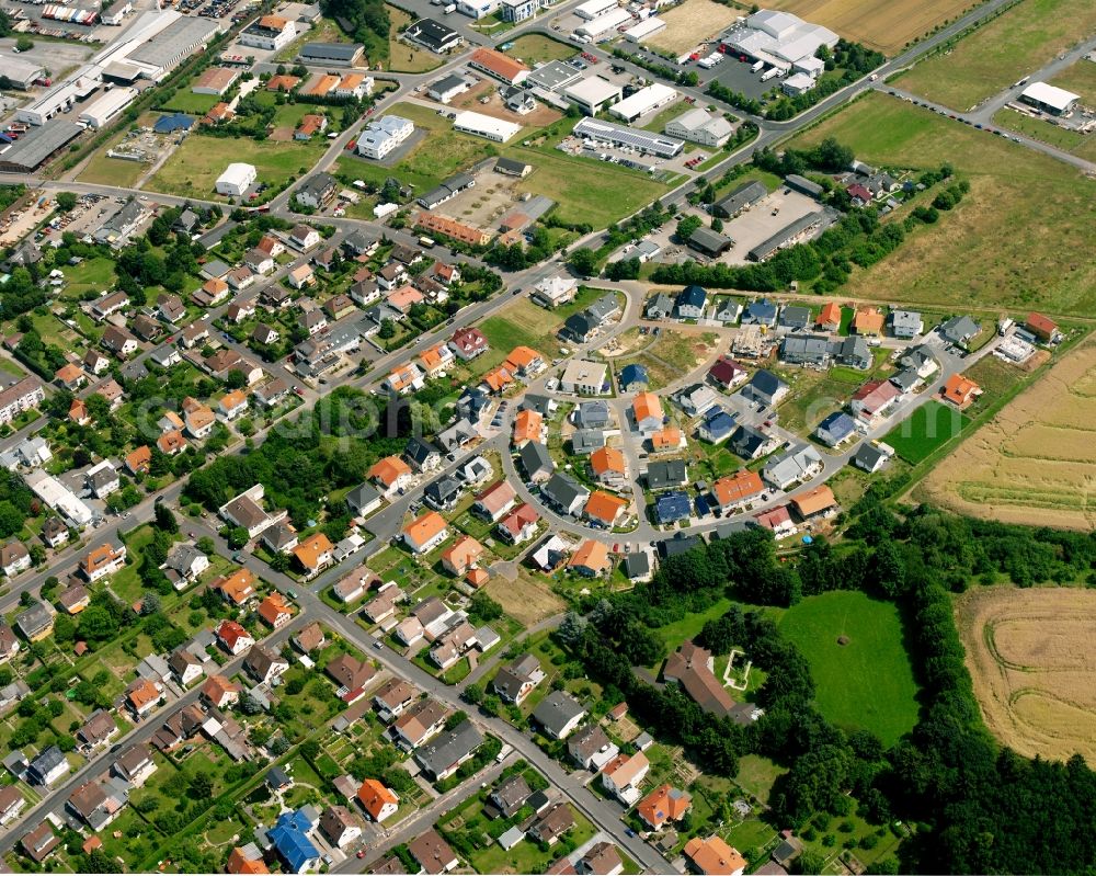 Langsdorf from above - Residential area of a multi-family house settlement in Langsdorf in the state Hesse, Germany