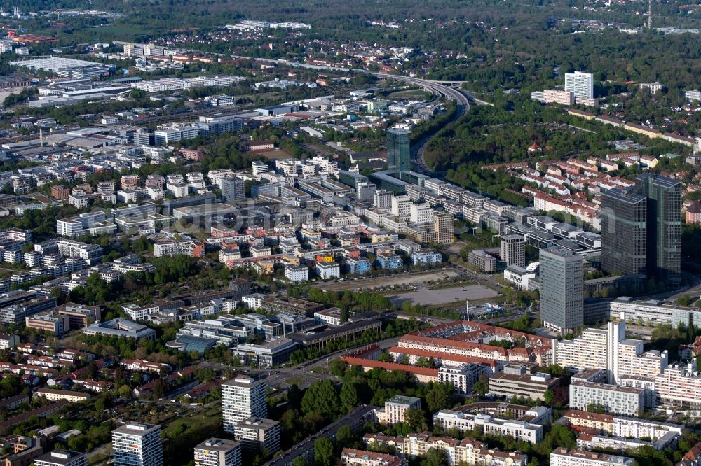 Aerial photograph München - Residential area of a??a??an apartment building on Lilly-Reich-Strasse - Lyonel-Feininger-Strasse in the district of Schwabing-Freimann in Munich in the state Bavaria, Germany