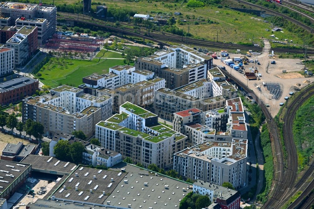 Hamburg from above - Residential area of a multi-family house settlement Mitte Altona between Felicitas-Kukuck-Strasse and Harkortstrasse in Hamburg, Germany