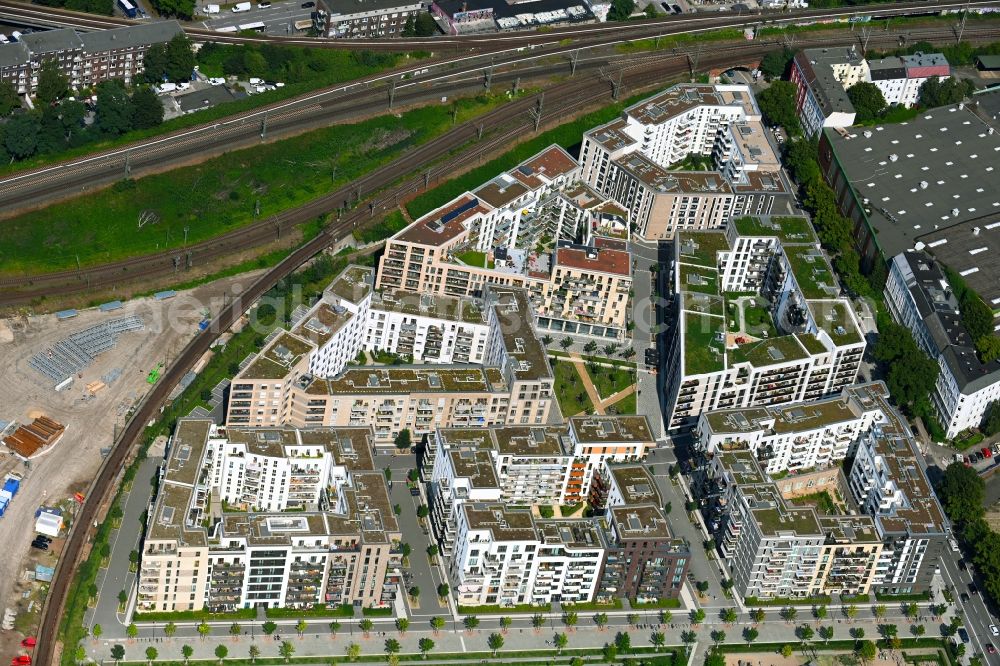 Aerial photograph Hamburg - Residential area of a multi-family house settlement Mitte Altona between Felicitas-Kukuck-Strasse and Harkortstrasse in Hamburg, Germany