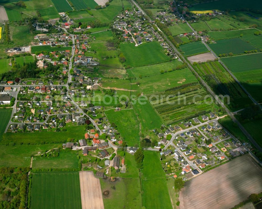 Müssen from the bird's eye view: Residential area of a multi-family house settlement in Müssen in the state Schleswig-Holstein, Germany