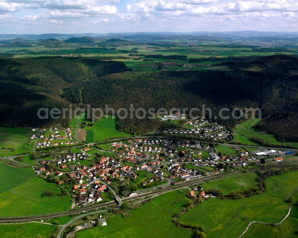 Neukirchen from above - Residential area of a multi-family house settlement in Neukirchen in the state Hesse, Germany