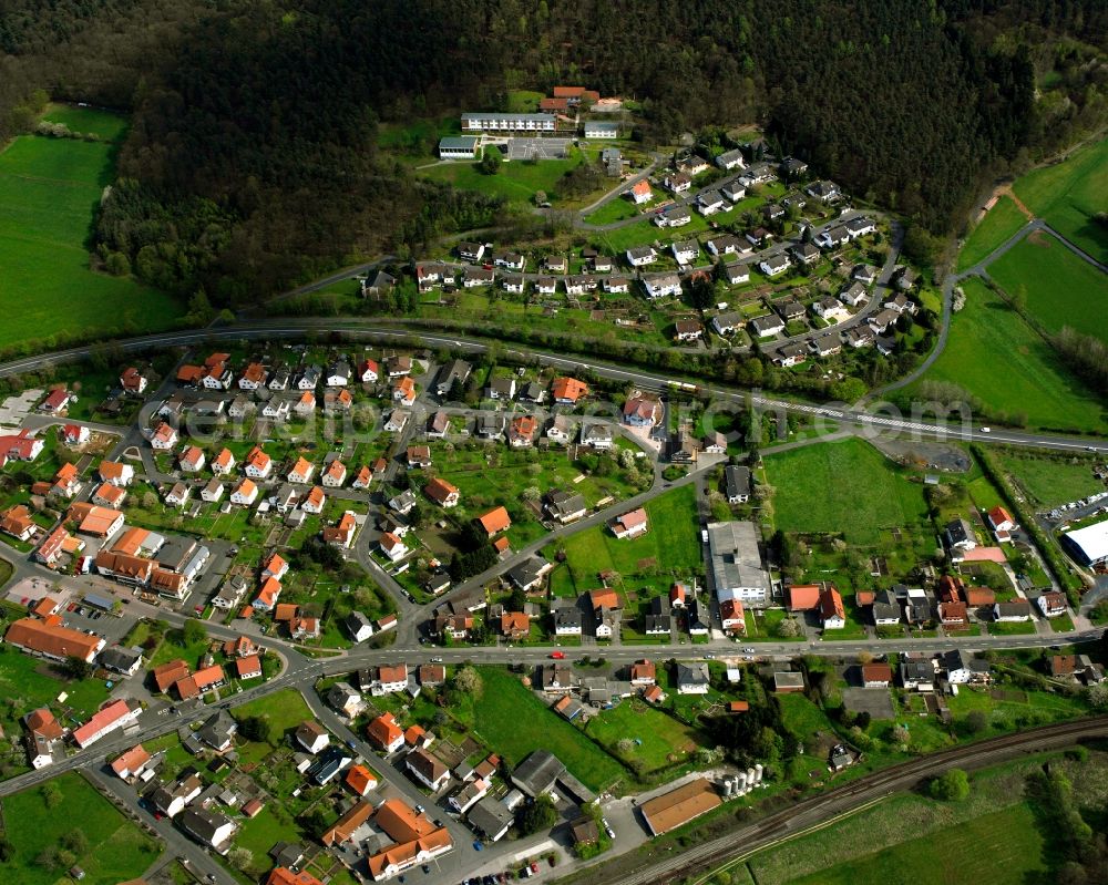 Neukirchen from the bird's eye view: Residential area of a multi-family house settlement in Neukirchen in the state Hesse, Germany