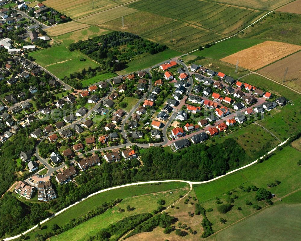 Niederbrechen from above - Residential area of a multi-family house settlement in Niederbrechen in the state Hesse, Germany