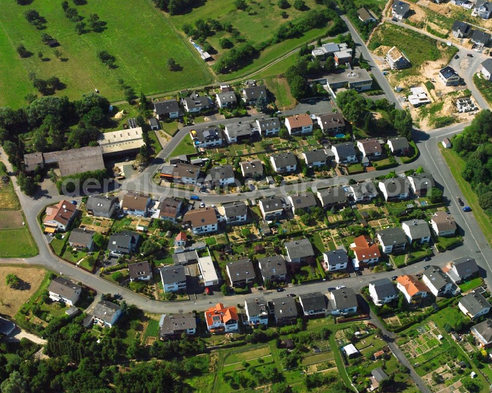 Niederbrechen from the bird's eye view: Residential area of a multi-family house settlement in Niederbrechen in the state Hesse, Germany