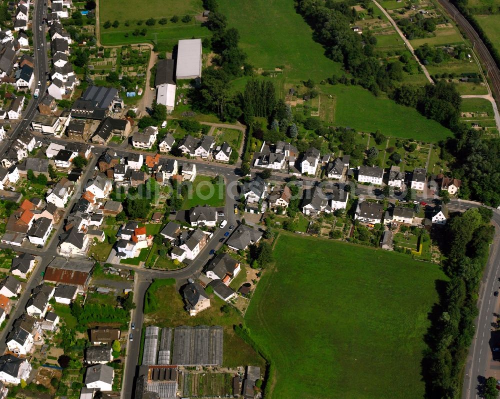 Niederbrechen from above - Residential area of a multi-family house settlement in Niederbrechen in the state Hesse, Germany