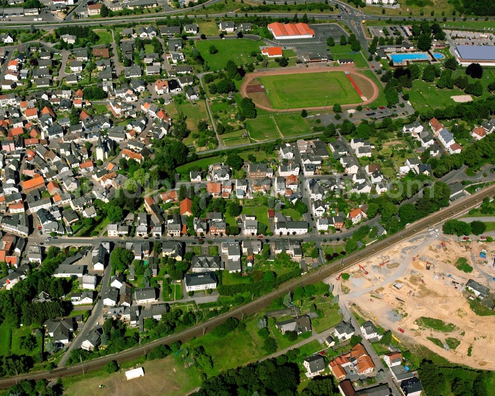 Niederselters from above - Residential area of a multi-family house settlement in Niederselters in the state Hesse, Germany