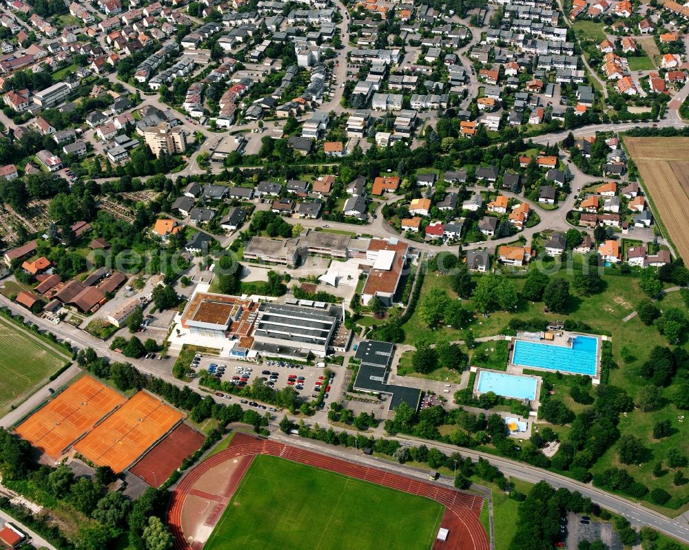 Oberheinriet from above - Residential area of a multi-family house settlement in Oberheinriet in the state Baden-Wuerttemberg, Germany