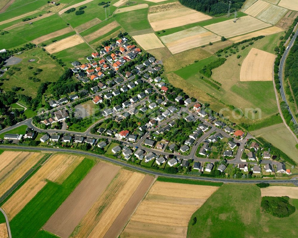 Oppenrod from the bird's eye view: Residential area of a multi-family house settlement in Oppenrod in the state Hesse, Germany