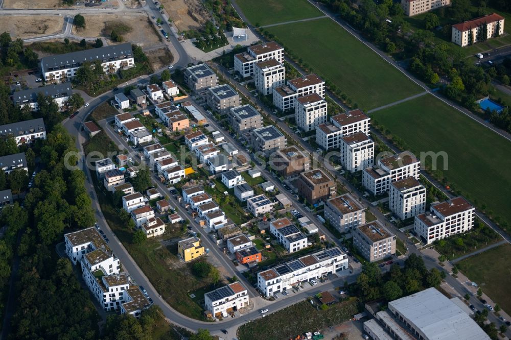 Aerial image Würzburg - Residential construction site with multi-family housing development- on the along the Norbert-Glanzberg-Strasse in Wuerzburg in the state Bavaria, Germany