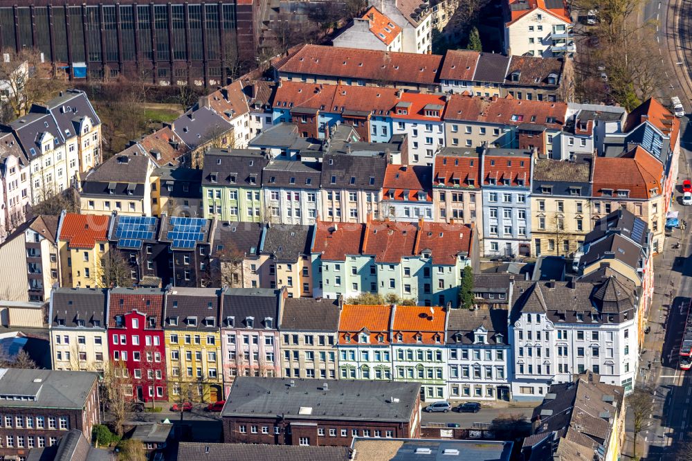 Aerial image Dortmund - Residential area of a multi-family house settlement between Rheinische Strasse and Alte Radstrasse in the district Union in Dortmund at Ruhrgebiet in the state North Rhine-Westphalia, Germany