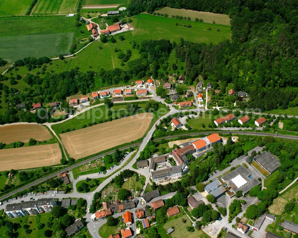 Aerial image Jestetten - Residential area of a multi-family house settlement on Schlossbergstrasse in Jestetten in the state Baden-Wuerttemberg, Germany