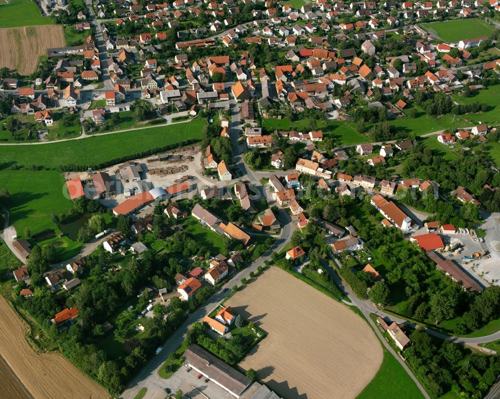 Aerial image Schnelldorf - Residential area of a multi-family house settlement in Schnelldorf in the state Bavaria, Germany