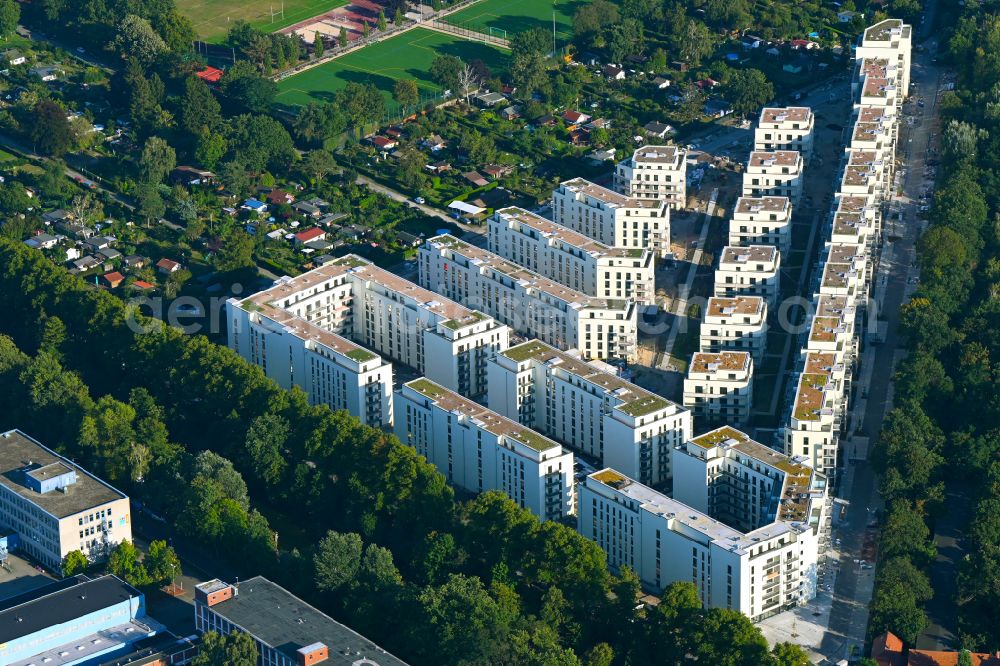 Aerial photograph Berlin - Residential construction site with multi-family housing development- Seed on the Saatwinkler Damm in the district Siemensstadt in Berlin, Germany