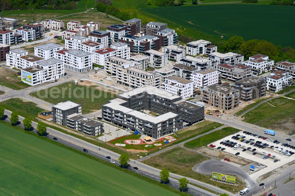 Aerial photograph Wolfsburg - Apartment building new building on Nordsteimker Strasse Steimker Gardens - Three Gardens - Blue Garden, Magnolia Garden, in the district of Hellwinkel in Wolfsburg in the state Lower Saxony, Germany