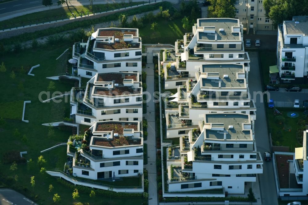 Aerial photograph Magdeburg - New construction project Terrassenwohnen Elbbahnhof in Magdeburg in the state of Saxony-Anhalt