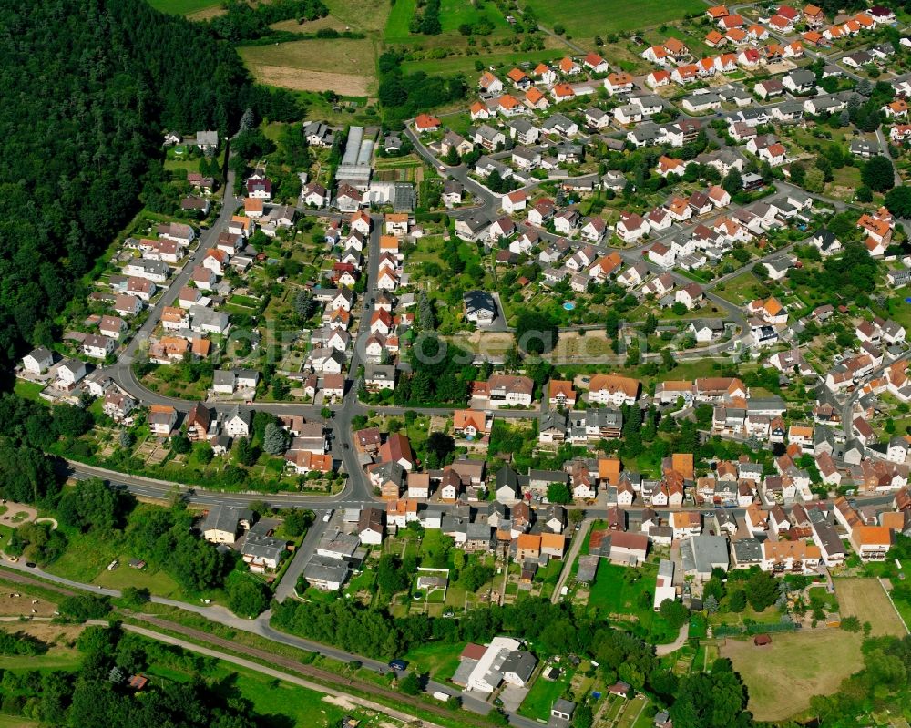 Aerial image Treis - Residential area of a multi-family house settlement in Treis in the state Hesse, Germany