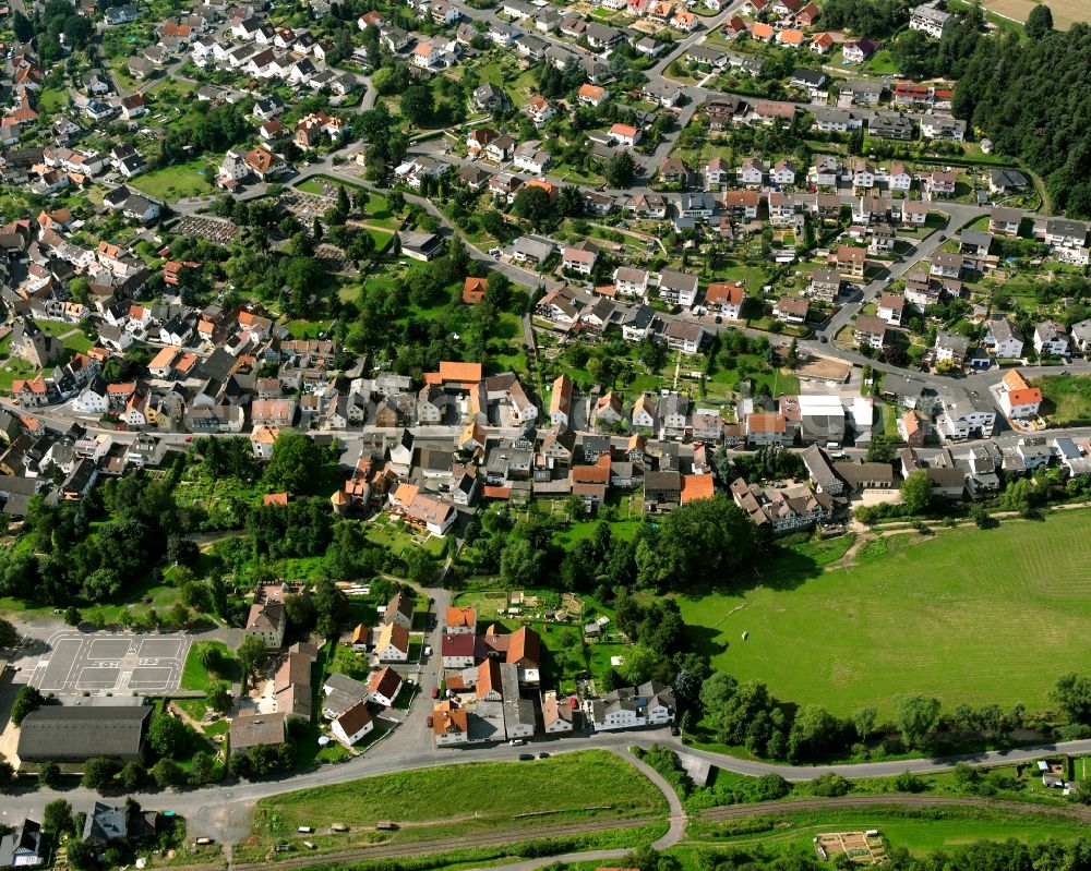 Treis from above - Residential area of a multi-family house settlement in Treis in the state Hesse, Germany