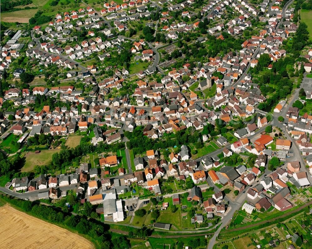 Aerial image Treis - Residential area of a multi-family house settlement in Treis in the state Hesse, Germany