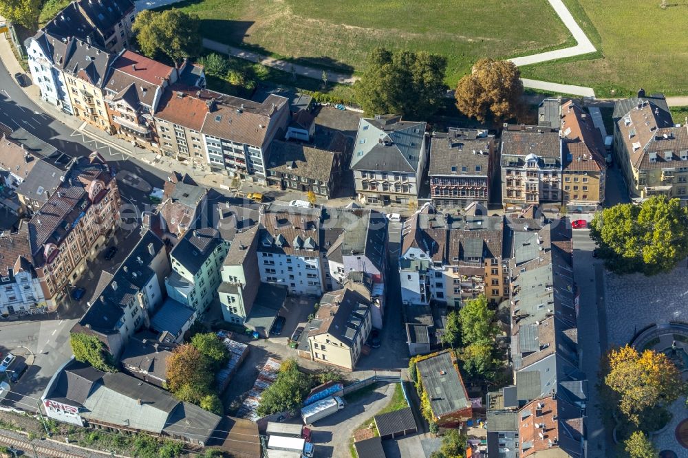 Hagen from above - Residential area of a multi-family house settlement on Wehringhauser Strasse in Hagen in the state North Rhine-Westphalia, Germany