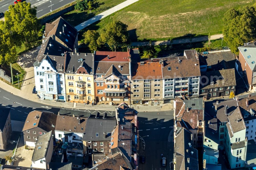 Aerial image Hagen - Residential area of a multi-family house settlement on Wehringhauser Strasse in Hagen in the state North Rhine-Westphalia, Germany