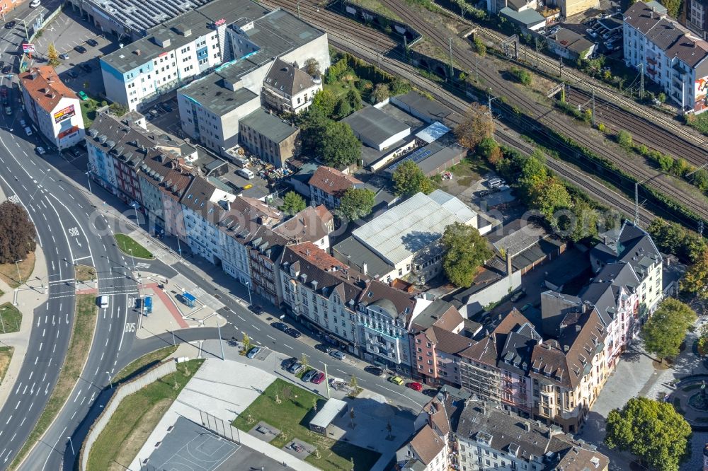 Hagen from above - Residential area of a multi-family house settlement on Wehringhauser Strasse in Hagen in the state North Rhine-Westphalia, Germany